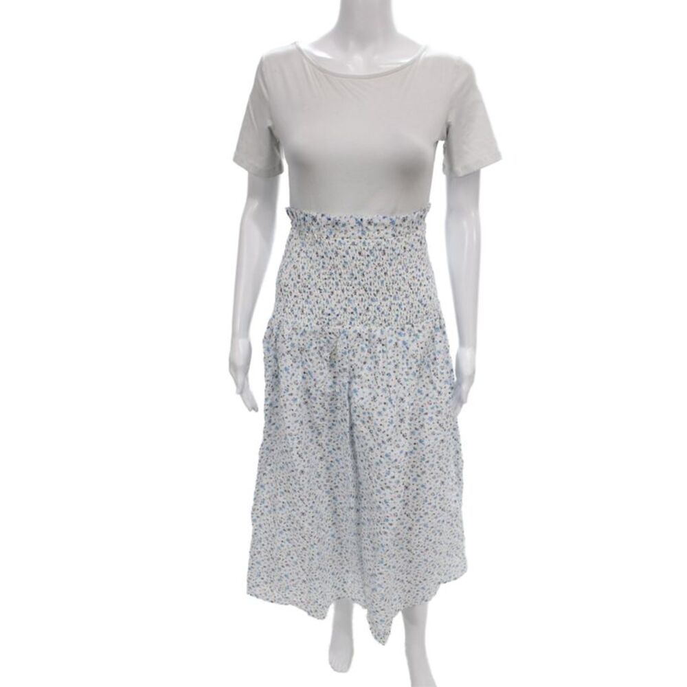 Hyacinth House Womens A-Line Long White Floral Polyester Skirt Pull On Size S